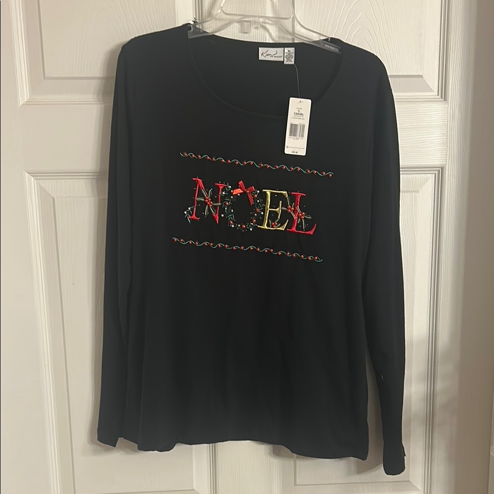 Karen Scott Black Noel Long Sleeve Top